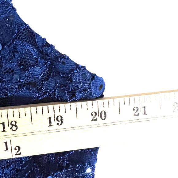 Connected Apparel Navy Blue Lace MOB Formal Evening Gown Maxi Dress Size 16 - Picture 8 of 9